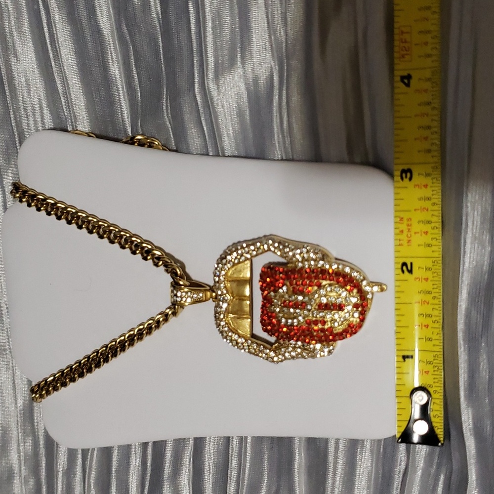 Blinged Out "$" on Tongue Pendant with 24" Chain Necklace